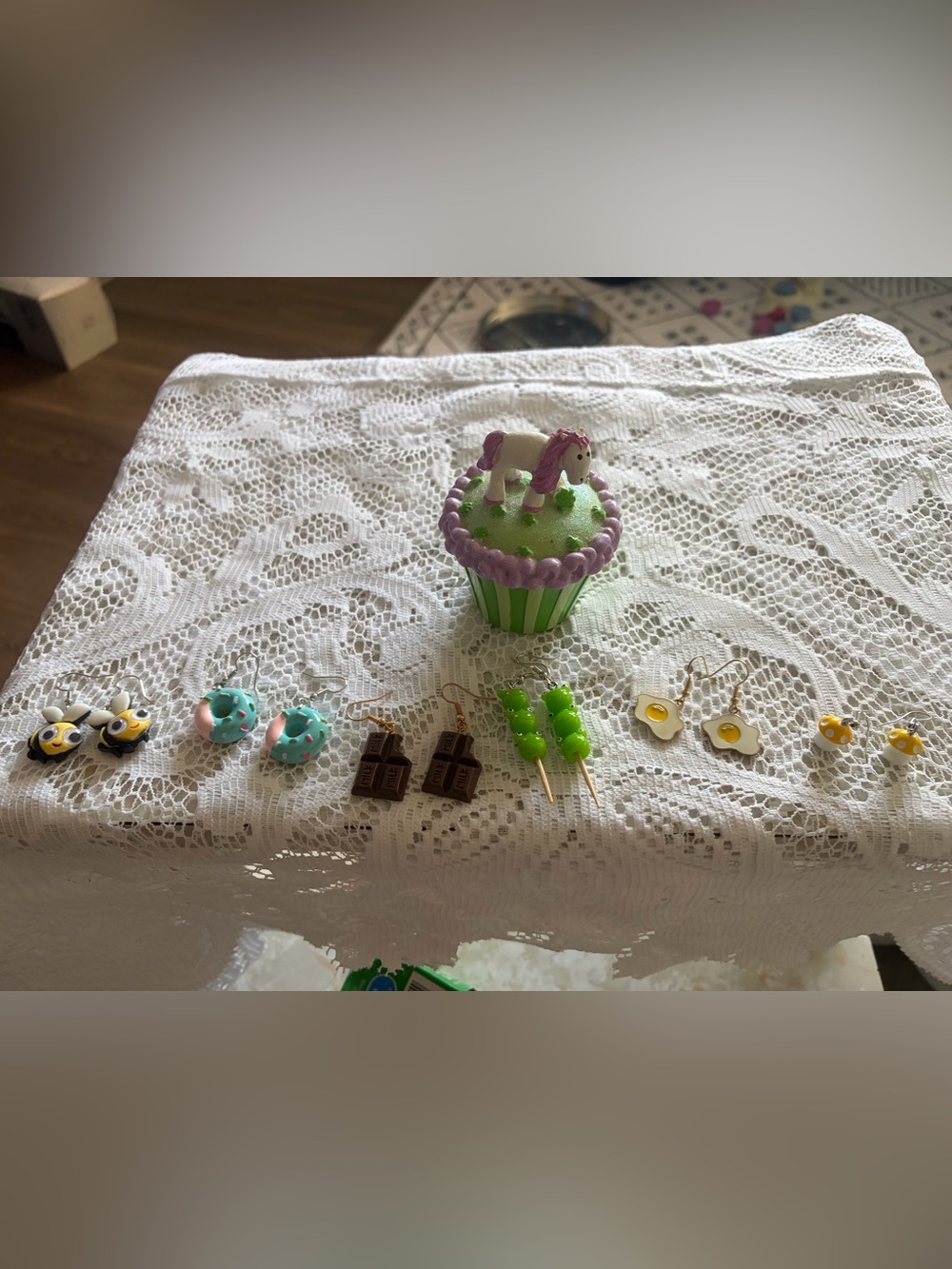 Kids Green Cupcake Unicorn Trinket Box with Purple Frosting